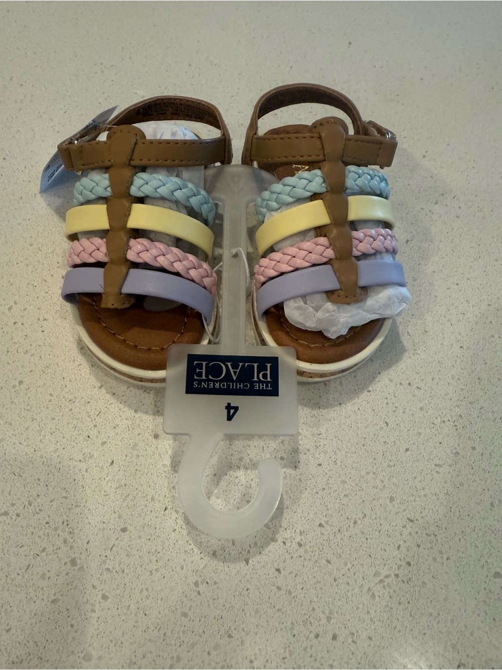 The Children's Place Girls' Braided Pastel Strap Sandals - Brown & Pastels
